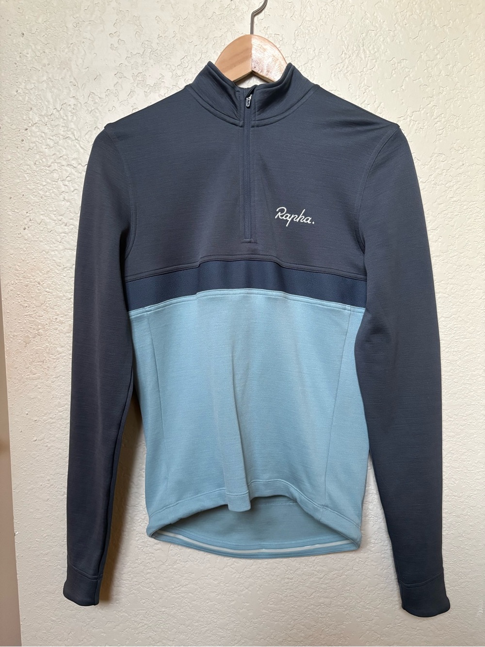 Rapha Wool Blend Long Sleeve Club Jersey Blue Gray Size Small Cycling Top